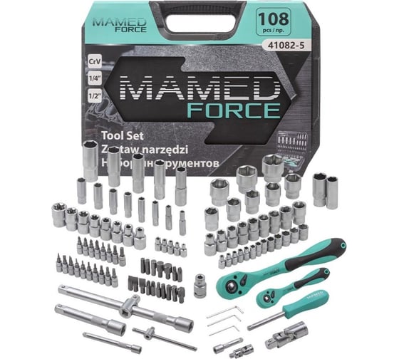 Изображение товара Набор инструментов profi 108пр. 1/4",1/2"(6гр)(4-32мм) MAMEDFORCE MF-41082-5(54627)