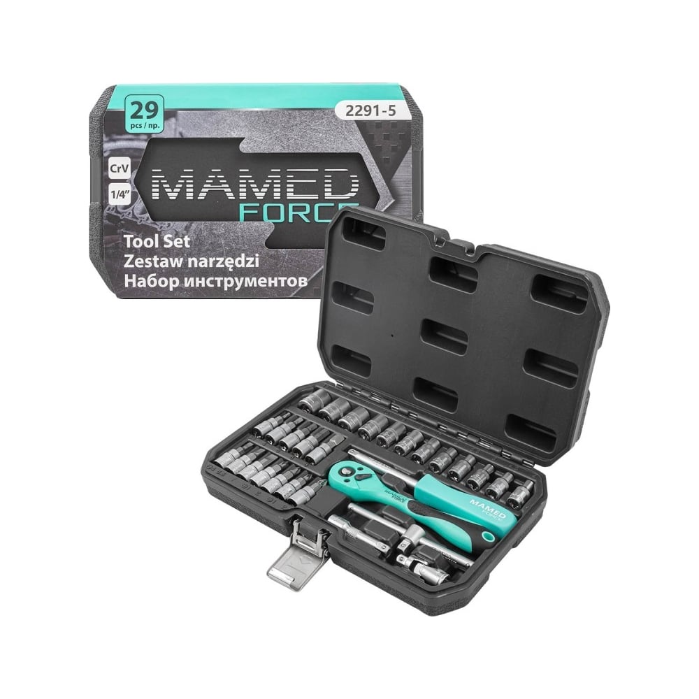 Изображение товара Набор инструментов profi 29пр. 1/4"(6гр)(4-13мм) MAMEDFORCE MF-2291-5