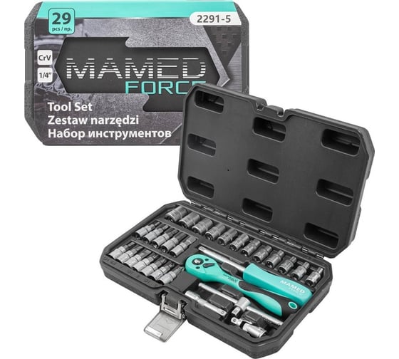 Изображение товара Набор инструментов profi 29пр. 1/4"(6гр)(4-13мм) MAMEDFORCE MF-2291-5(54633)