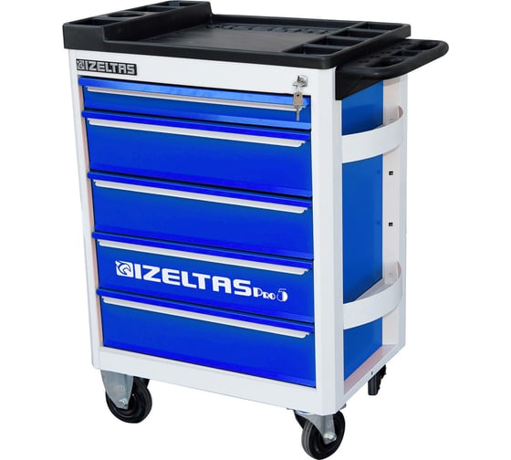 Изображение товара Инструментальная тележка IZELTAS PRO синяя без инструментов, 5 ящиков 8241322005
