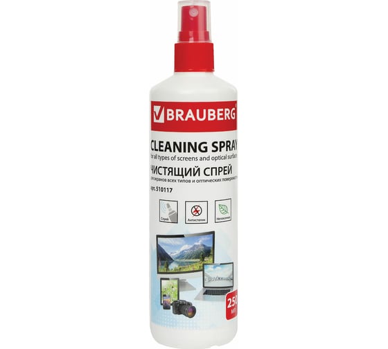 Изображение товара Чистящая жидкость-спрей для экранов мониторов и оптических поверхностей BRAUBERG 250 мл 510117