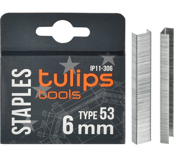 Изображение товара Скобы тип 53 (1000 шт; 6 мм) для степлера Tulips tools IP11-306
