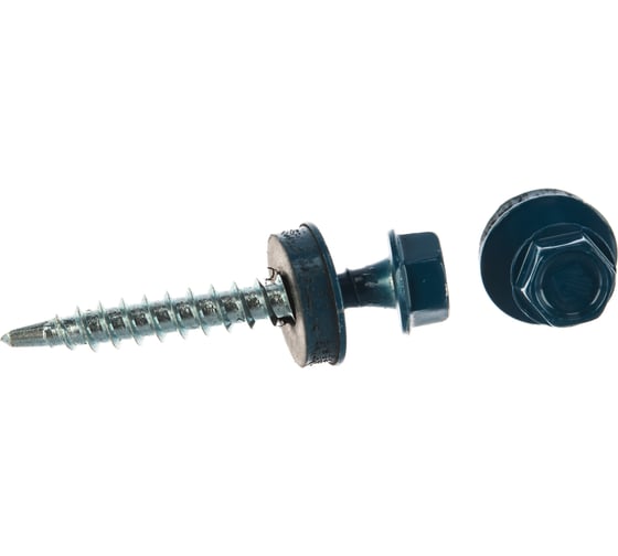 Изображение товара Саморезы Зубр для крепления кровельных материалов к деревянной обрешетке, цвет RAL 5009 небесно-голубой, оцинкованные, 4,8x38мм, 1600шт 4-300310-48-038-5009