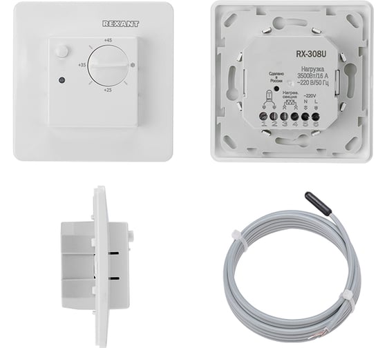 Изображение товара Терморегулятор механический REXANT rx-308u белый (совместим с schneider серии unica) 51-0823