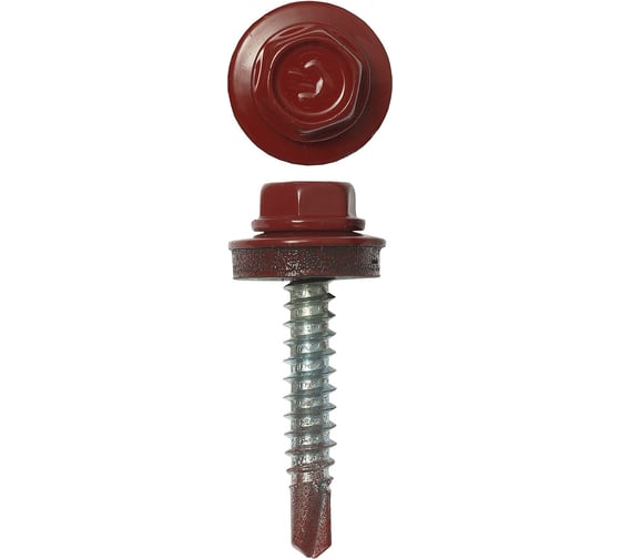 Изображение товара Саморезы Зубр для крепления кровельных материалов к деревянной обрешетке, цвет RAL 3003 рубиново-красный, оцинкованный, 4,8x65мм, 900шт 4-300310-48-065-3003