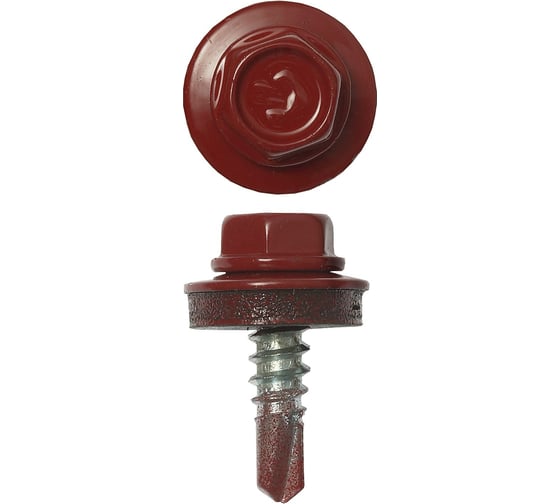 Изображение товара Саморезы Зубр для крепления кровельных материалов к деревянной обрешетке, цвет RAL 3003 рубиново-красный, оцинкованный, 5,5x25мм, 1800шт 4-300310-55-025-3003