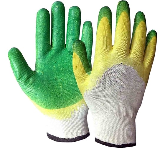 Изображение товара Трикотажные перчатки с 2-м латексным обливом Парников зеленые 4603302937362