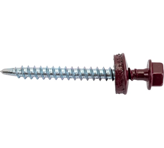 Изображение товара Саморезы Зубр для крепления кровельных материалов к деревянной обрешетке, цвет RAL 3005 темно-красный, оцинкованный, 4,8x50мм, 250шт 4-300315-48-050-3005