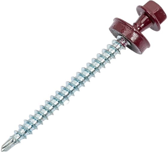 Изображение товара Саморезы Зубр для крепления кровельных материалов к деревянной обрешетке, цвет RAL 3005 темно-красный, оцинкованный, 4,8x60мм, 200шт 4-300315-48-060-3005