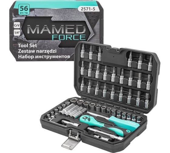 Изображение товара Набор инструментов profi 56пр. 1/4"(6гр) MAMEDFORCE MF-2571-5(54635)