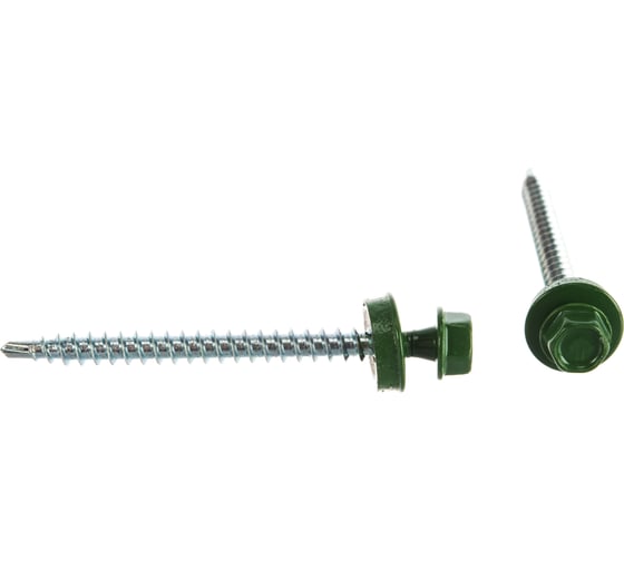 Изображение товара Саморезы Зубр для крепления кровельных материалов к деревянной обрешетке, цвет RAL 6002 зеленый лист, оцинкованный, 4,8x60мм, 200шт 4-300315-48-060-6002