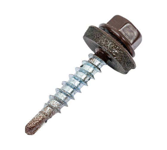 Изображение товара Саморезы Зубр для крепления кровельных материалов к деревянной обрешетке, цвет RAL 8017 шоколадно-коричневый, оцинкованный, 4,8x29мм, 400шт 4-300315-48-029-8017