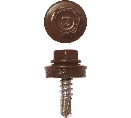 Изображение товара Саморезы Зубр для крепления кровельных материалов к деревянной обрешетке, цвет RAL 8017 шоколадно-коричневый, оцинкованный, 5,5x25мм, 1800шт 4-300310-55-025-8017