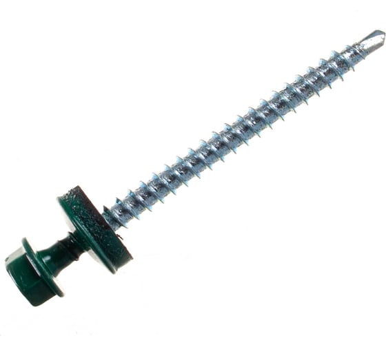 Изображение товара Саморезы Зубр для крепления кровельных материалов к деревянной обрешетке, цвет RAL 6005 зеленый насыщенный, оцинкованный, 4,8x60мм, 200шт 4-300315-48-060-6005