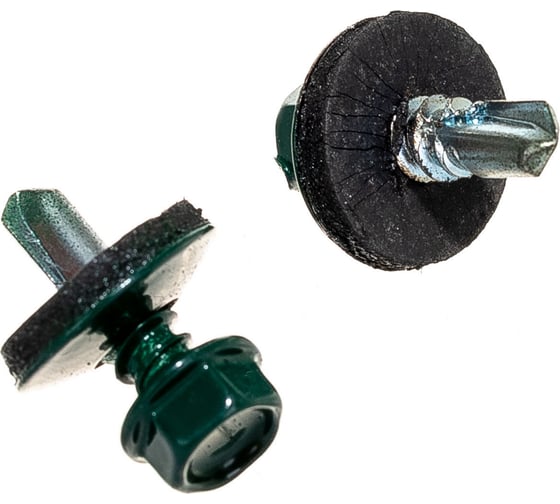 Изображение товара Саморезы Зубр для крепления кровельных материалов к деревянной обрешетке, цвет RAL 6005 зеленый насыщенный, оцинкованный, 5,5x19мм, 2500шт 4-300310-55-019-6005