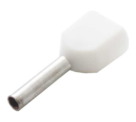 Изображение товара Двойной штыревой втулочный изолированный наконечник Engard ншви(2) 0,5-8 цвет белый (1 пакет/50 шт.) NSHvI2-0,5-8-W