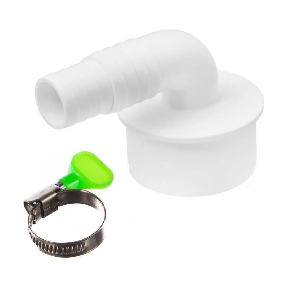 Изображение товара Переходник угловой для подключения сливного шланга в комплекте с хомутом d50 FT Group 773449