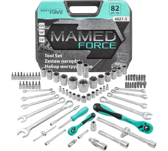 Изображение товара Набор инструментов profi 82пр. 1/4",1/2"(6гр)(4-32мм) MAMEDFORCE MF-4821-5(54637)