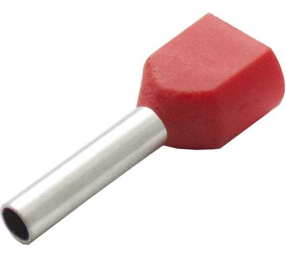 Изображение товара Двойной штыревой втулочный изолированный наконечник Engard ншви(2) 1,0-10 цвет красный (1 пакет/50 шт.) NSHvI2-1-10-R