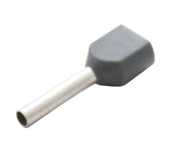 Изображение товара Двойной штыревой втулочный изолированный наконечник Engard ншви(2) 0,75-10 цвет серый (1 пакет/50 шт.) NSHvI2-0,75-10-G