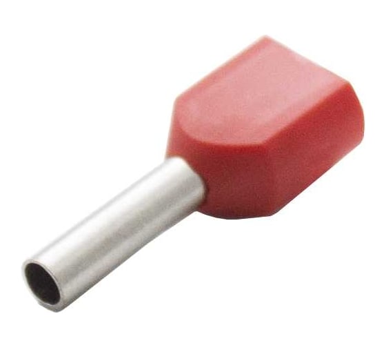 Изображение товара Двойной штыревой втулочный изолированный наконечник Engard ншви(2) 1,0-8 цвет красный (1 пакет/50 шт.) NSHvI2-1-8-R