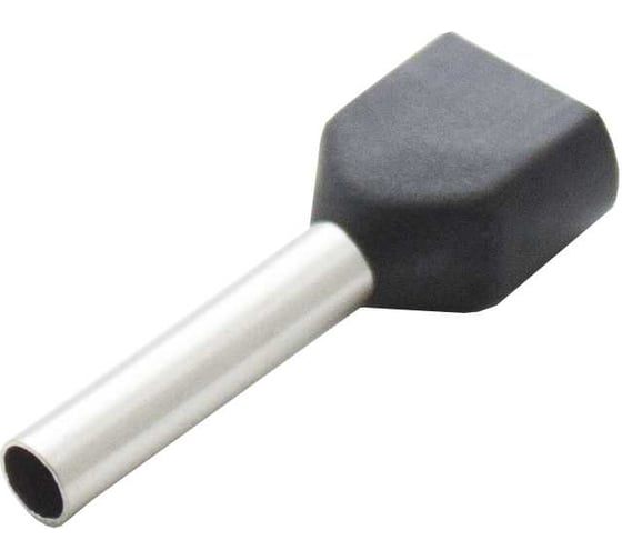 Изображение товара Двойной штыревой втулочный изолированный наконечник Engard ншви(2) 1,5-12 цвет черный (1 пакет/50 шт.) NSHvI2-1,5-12-Bk