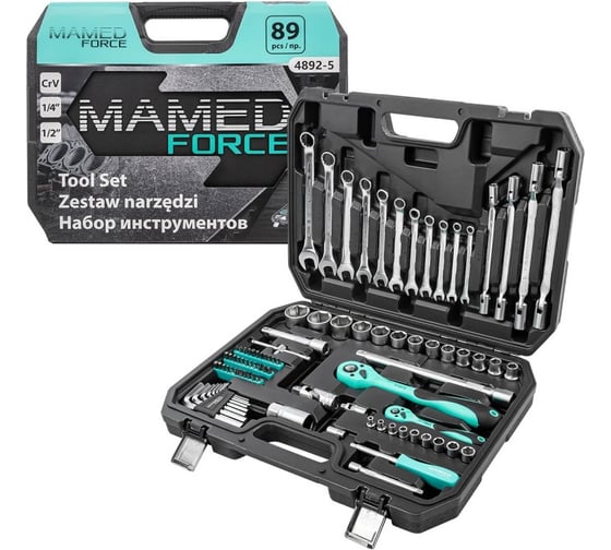 Изображение товара Набор инструментов profi 89пр. 1/4",1/2"(6гр)(4-32мм) MAMEDFORCE MF-4892-5(54638)