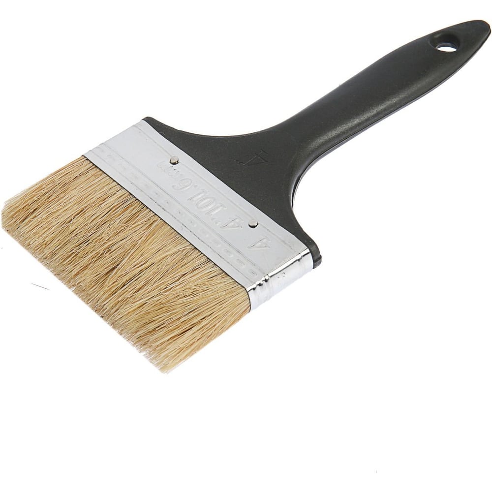 Изображение товара Кисть ЛОМ плоская с натуральной щетиной и пластиковой рукояткой 100 мм