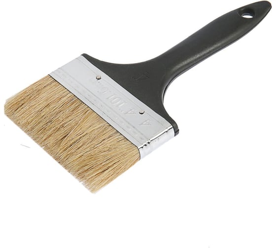 Изображение товара Кисть ЛОМ плоская, натуральная щетина, пластиковая рукоятка, 4, 100 мм 1818216