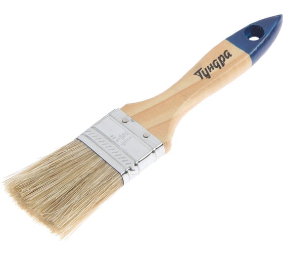 Изображение товара Кисть ТУНДРА плоская, натуральная щетина, деревянная рукоятка, 1.5, 38 мм 881503