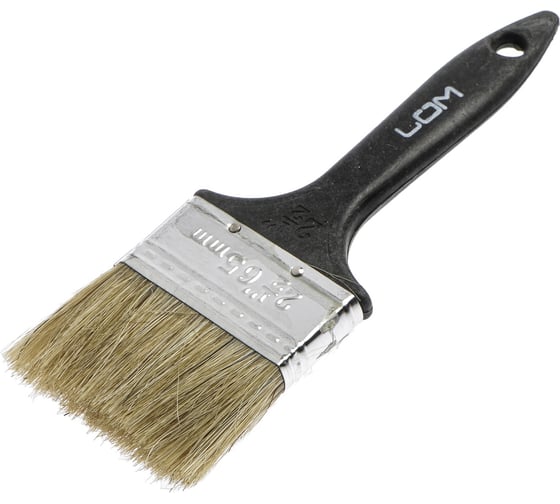 Изображение товара Кисть ЛОМ плоская, натуральная щетина, пластиковая рукоятка, 2.5, 63 мм 1818214
