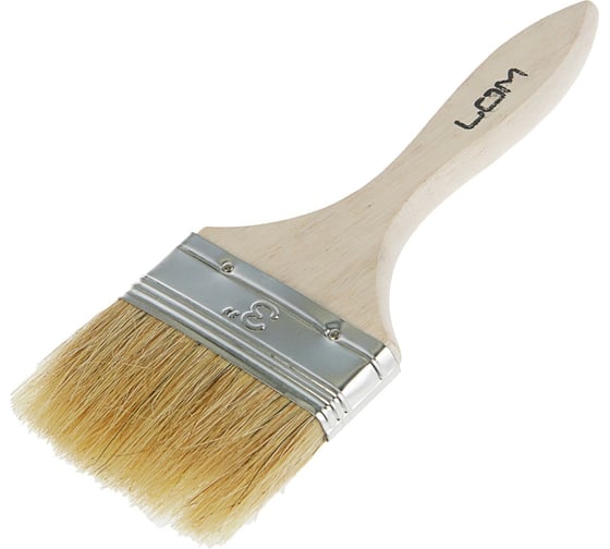 Изображение товара Кисть ЛОМ плоская, натуральная щетина, деревянная рукоятка, 3, 75 мм 1818221