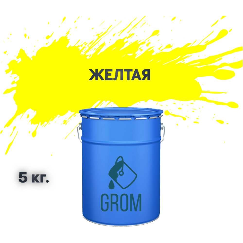 Изображение товара Грунт-эмаль Grom по металлу и ржавчине 3 в 1 жёлтая 5 кг