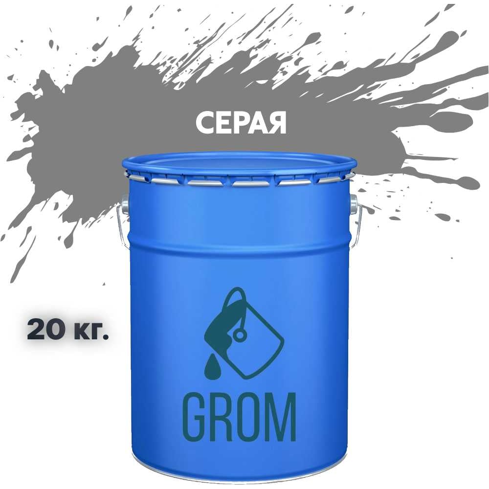 Изображение товара Грунт-эмаль Grom по металлу и ржавчине 3 в 1 серая 20кг 70388