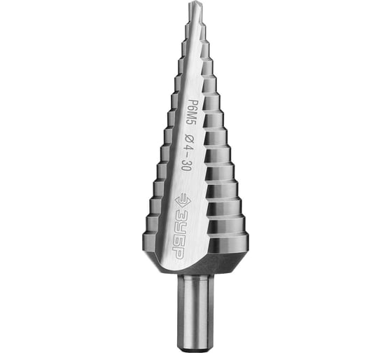 Изображение товара Ступенчатое сверло по металу ЗУБР Профессионал 4-30 мм, 14 ступеней, сталь Р6М5 29670-4-30-14_z01