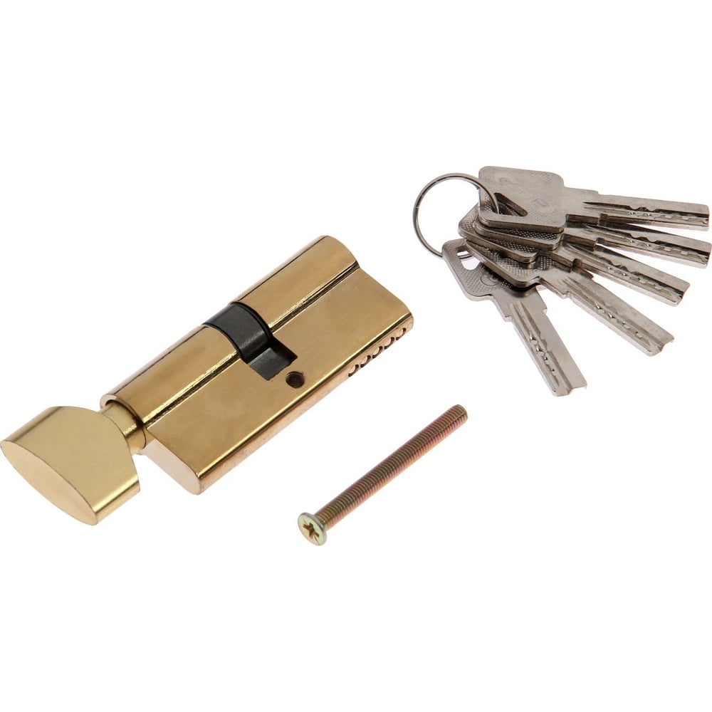 Изображение товара Цилиндровый механизм ТУНДРА 70 мм с вертушкой и 5 ключами, золото