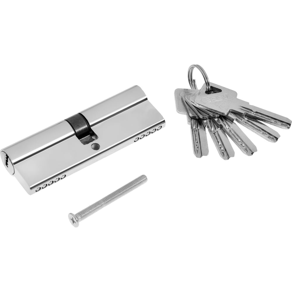 Изображение товара Цилиндровый механизм ТУНДРА 90 мм хром, 5 ключей, перфорированный профиль
