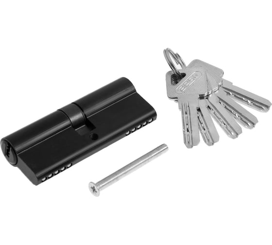 Изображение товара Цилиндровый механизм ТУНДРА, 80 мм, перфор. ключ, 5 ключей, цвет черный 9376698
