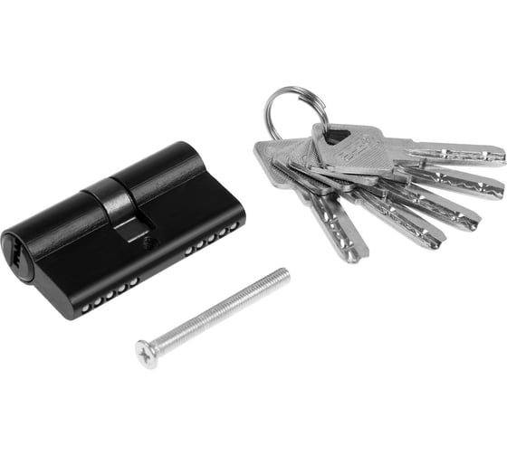 Изображение товара Цилиндровый механизм ТУНДРА, 60 мм, перфор. ключ, 5 ключей, цвет черный 9376696