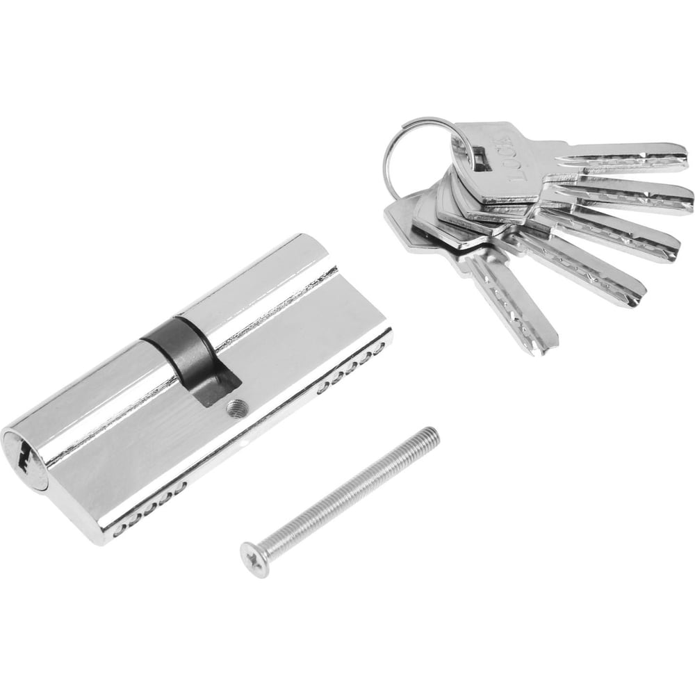 Изображение товара Цилиндровый механизм ТУНДРА 80 мм с 5 перфорированными ключами хром
