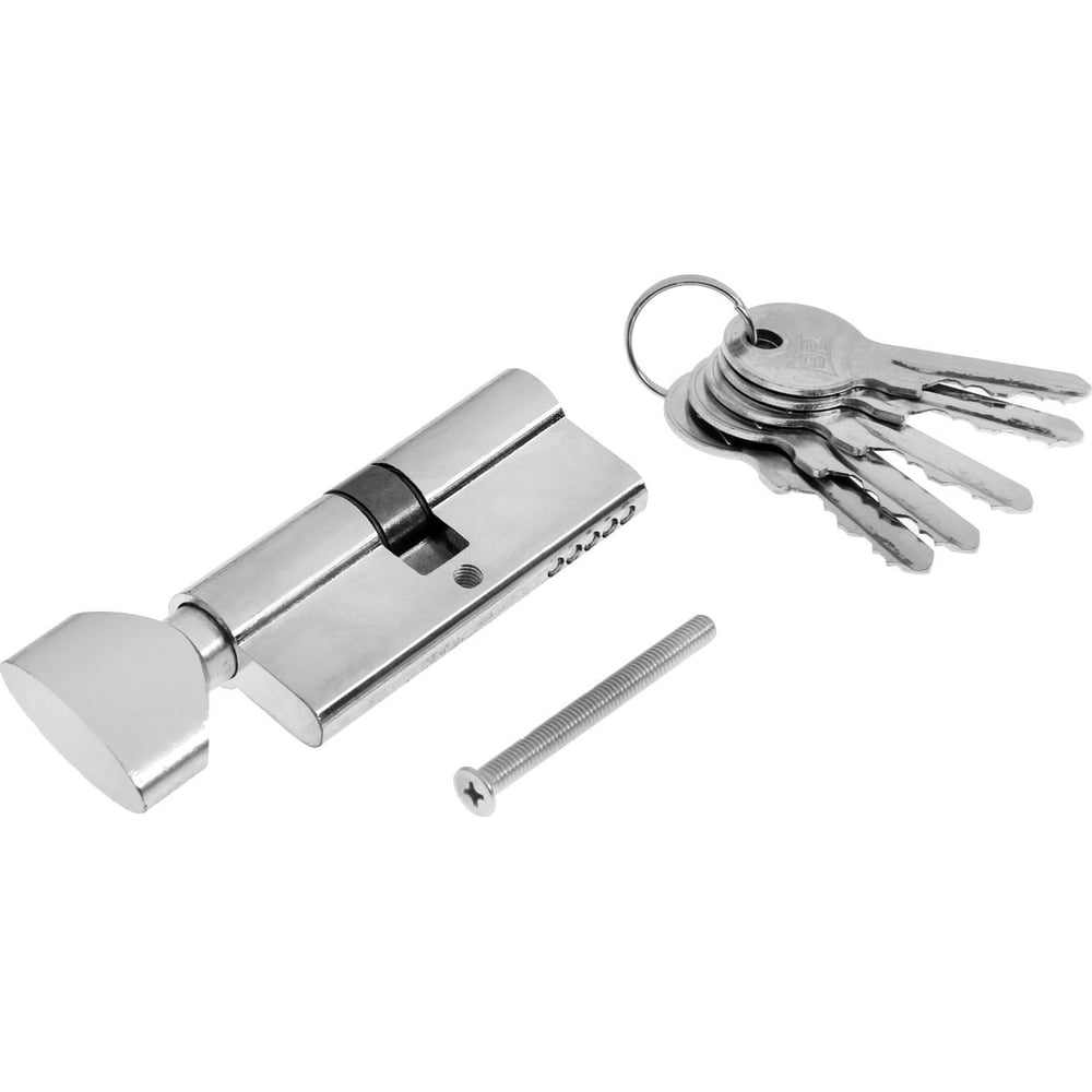 Изображение товара Цилиндровый механизм ТУНДРА 70 мм с 5 ключами хром двухсторонний