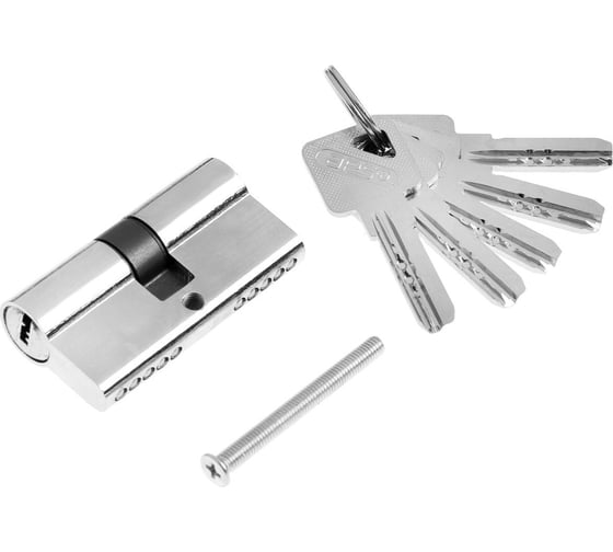 Изображение товара Цилиндровый механизм ТУНДРА, 60 мм, перфор. ключ, 5 ключей, цвет хром 2921833