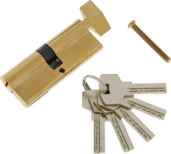 Изображение товара Цилиндровый механизм ТУНДРА, 80 мм, с вертушкой, перфор. ключ, 5 ключей, цвет золото 2921852