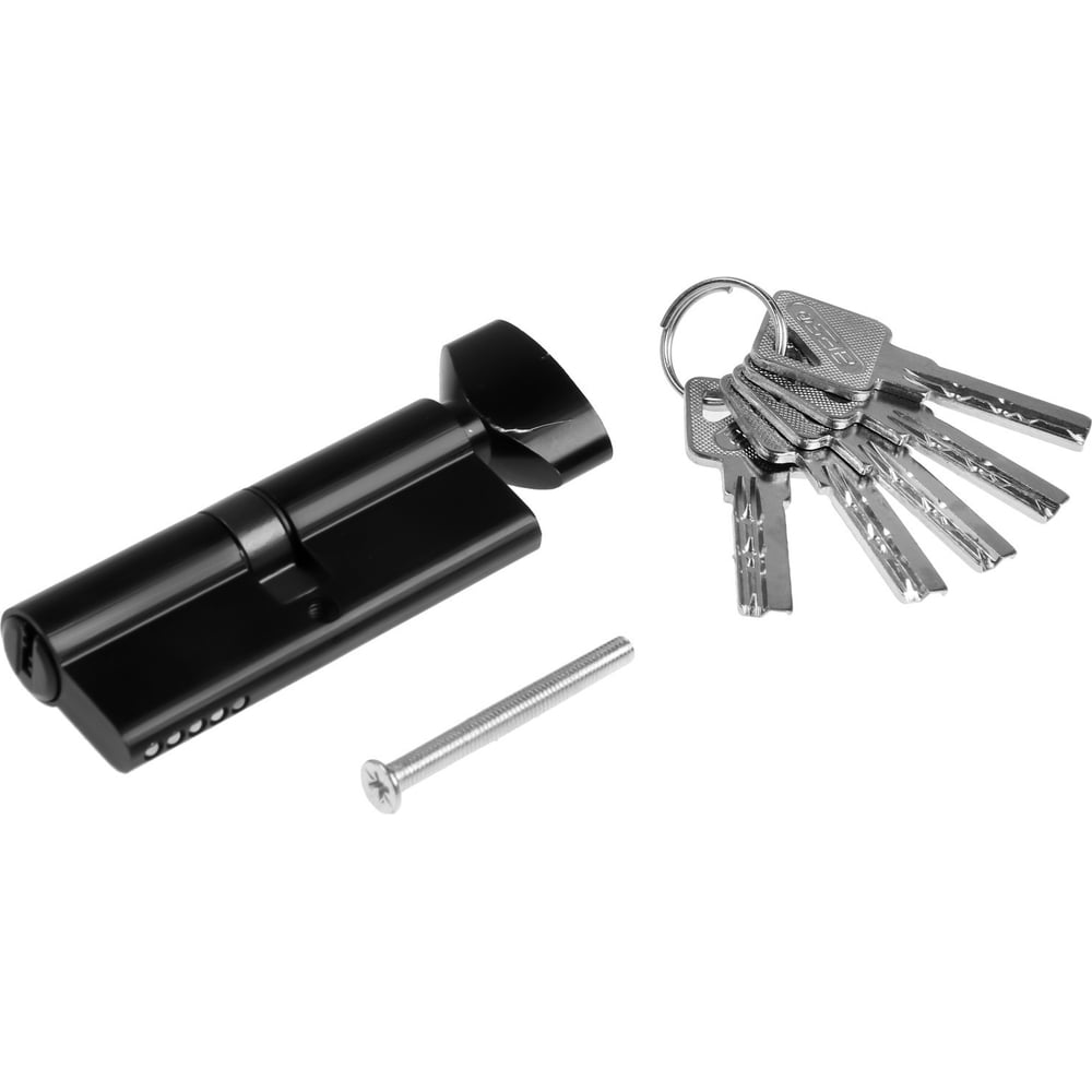 Изображение товара Цилиндровый механизм ТУНДРА 80 мм с вертушкой, 5 ключей, черный