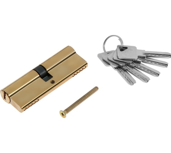 Изображение товара Цилиндровый механизм ТУНДРА, 90 мм, перфор. ключ, 5 ключей, цвет золото 9376699