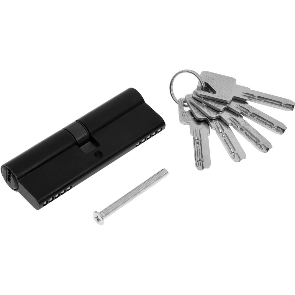 Изображение товара Цилиндровый механизм ТУНДРА 90 мм перфорированный ключ 5 шт черный