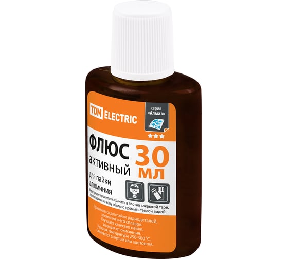 Изображение товара Флюс для пайки активный ФТКА TDM ELECTRIC, для пайки алюминия, 30 мл, дозатор, серия Алмаз SQ1025-1504