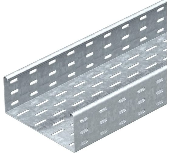 Изображение товара Листовой кабельный лоток OBO Bettermann SKS 810 FS, 85х100х3000 мм, S=1,5 мм, перфорированный, сталь, конвейерный цинк 6058108