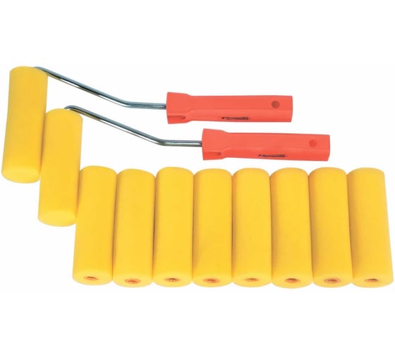 Изображение товара Набор мини-валиков SPARTA ПОРОЛОН 100 мм, D-35 мм, D ручки 6 мм, 10 шт. + 2 бюгеля 802835