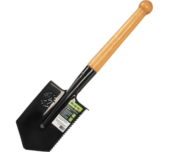 Изображение товара Саперная лопата СИБРТЕХ 150x180x510 мм, деревянный черенок, с зубьями 61396